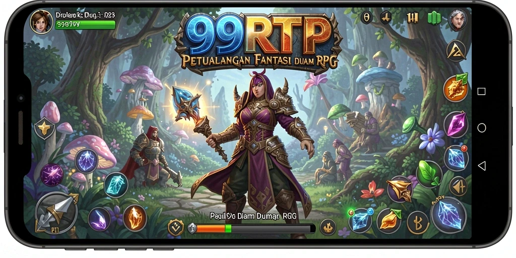 Tangkapan layar gameplay 99RTP dengan karakter dalam pertempuran melawan monster.