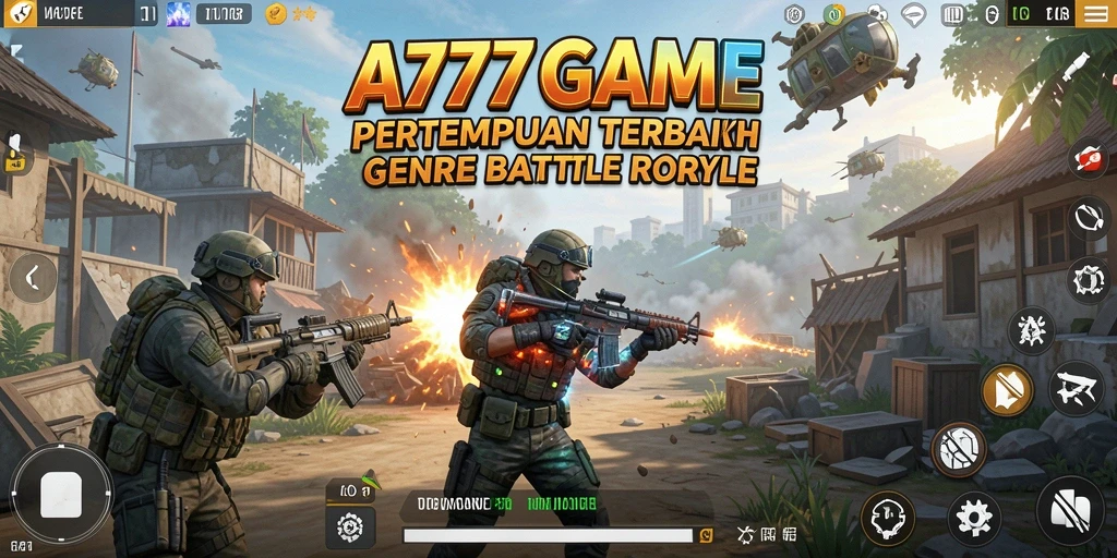 Tampilan seru gameplay A777GAME dalam pertempuran Battle Royale.