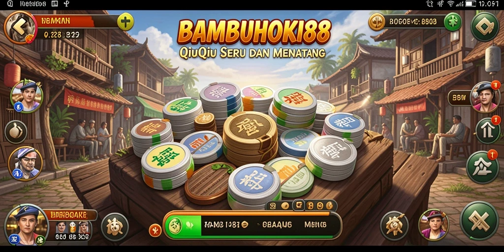 Tangkapan layar gameplay QiuQiu yang mendebarkan dari BAMBUHOKI88.