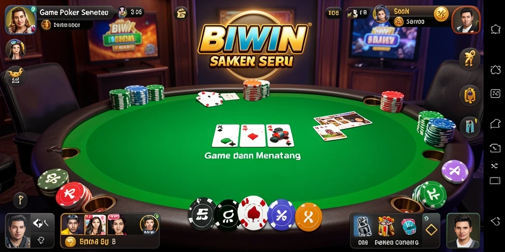 Tampilan gameplay Poker yang mendebarkan di BIWIN.