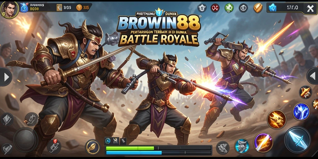 Tangkapan layar gameplay BROWIN88 yang menampilkan pertarungan seru Battle Royale.
