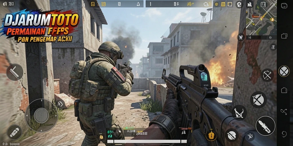 Screenshot gameplay DJARUMTOTO yang menunjukkan aksi menegangkan dalam FPS.