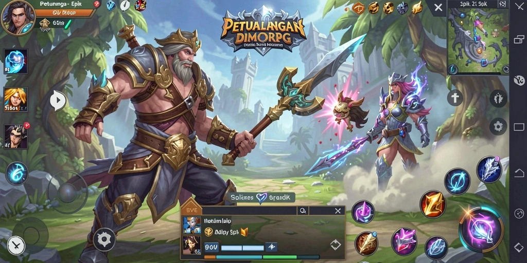 Screenshot G9VIP menampilkan pertempuran seru antara pemain dan monster besar.