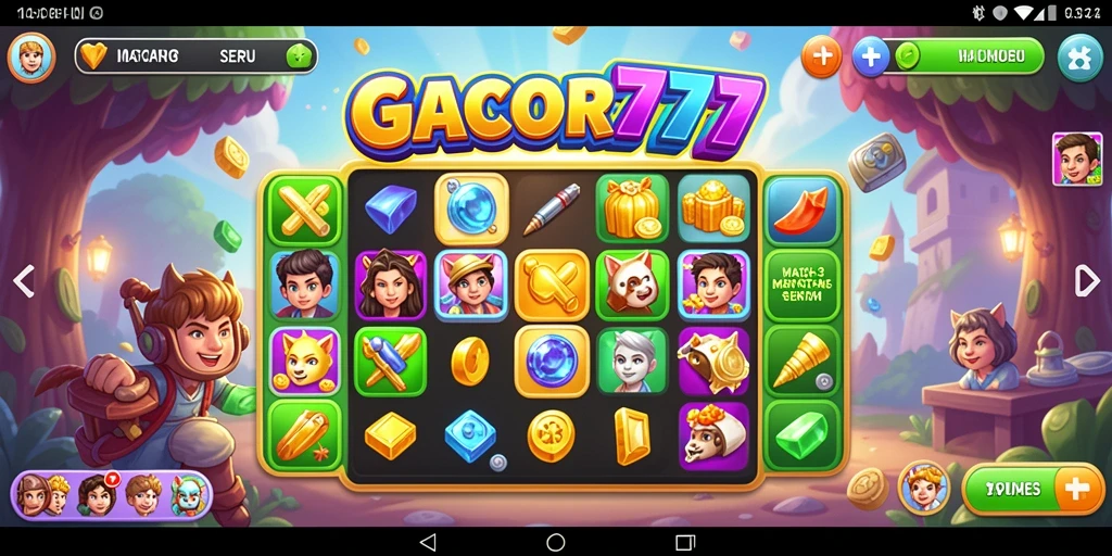 Screenshot gameplay GACOR777 yang menampilkan aksi seru match-3.