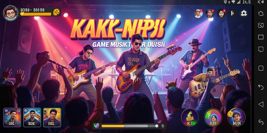 Tampilan gameplay KAKRP yang menampilkan berbagai lagu dan tantangan menarik.