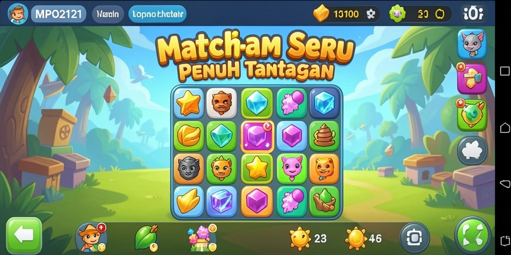 Tampilan menarik gameplay MPO2121 dengan permata berwarna-warni.