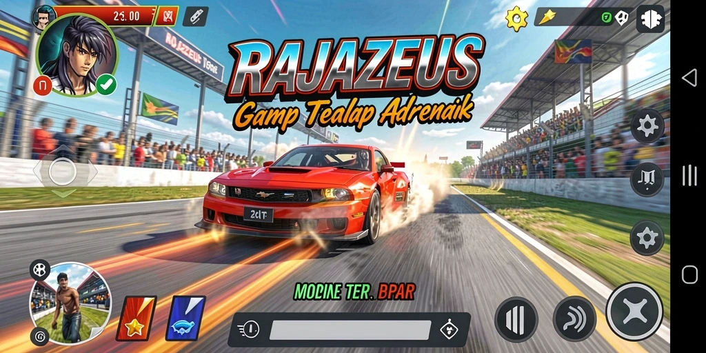 Tampilan gameplay balap menegangkan dari RAJAZEUS.