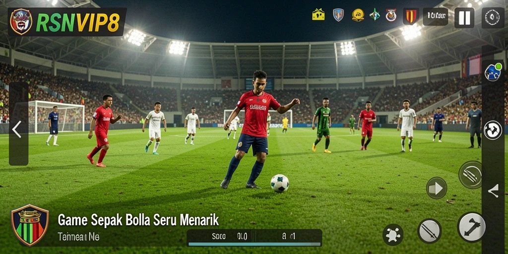Tampilan gameplay menegangkan dari RSNVIP8 di lapangan sepak bola.