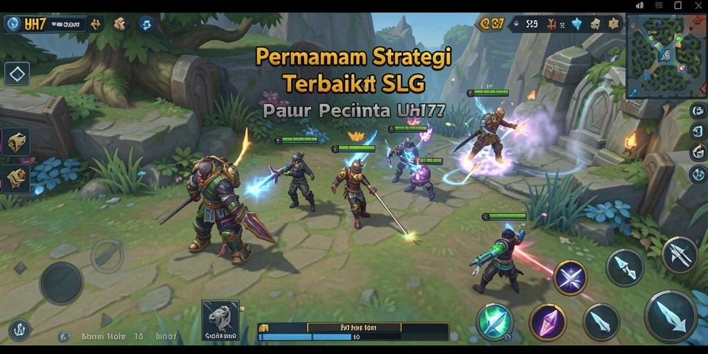 Tampilan gameplay UH77 dengan pertempuran strategis yang intens.